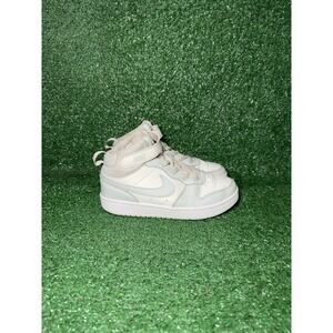 Nike Court Borough Mid 2 Kids Size 2Y White Grey Athletic Shoes Walking Sneakers